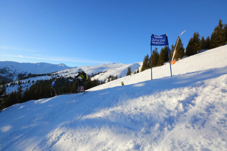 Besneeuwde piste op de Wildkogel bij Schweini’s Downhill